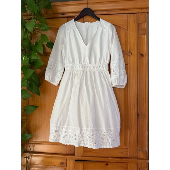 GAP White Boho Eyelet Embroidered Cotton Dress – Small - Picture 2 of 13